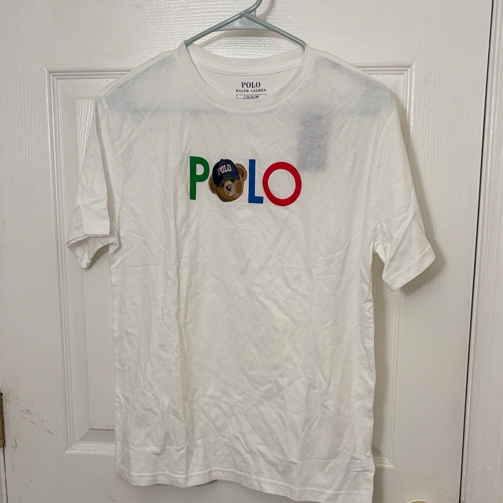 Polo Ralph Lauren White Tee with Bear boy NWT large